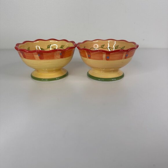 Pfaltzgraff Napoli Hand Painted Earthenware Footed Bowls Set Of 2 Fruit/Dessert - Picture 3 of 9